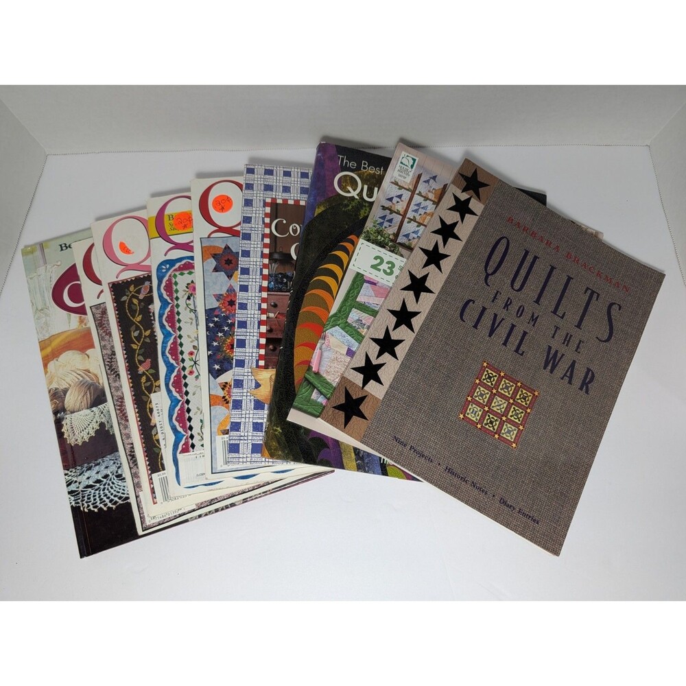 4 Quilting Books Lot + 4 Quilters Magazine & Crochet Book